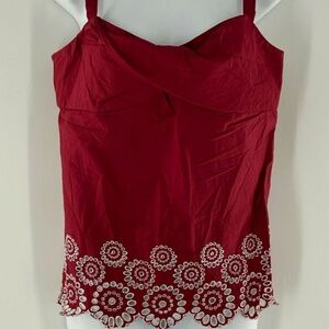 Ann Taylor Loft Sleeveless Top *RED w/WHITE TRIM*